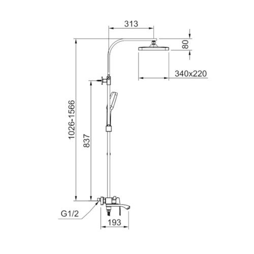 Душевая стойка Raglo R01 R01.24.09 настенная цвет серый - фото 2