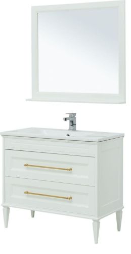 Комплект мебели: тумба с раковиной + зеркало Aquanet Бостон М 00281192 100х50 напольный цвет белый - фото 5