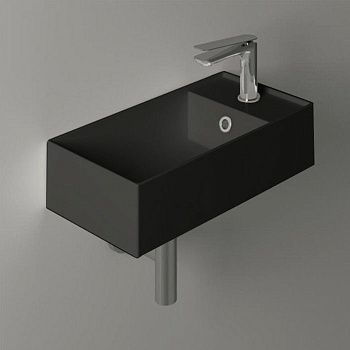 Раковина из сантехнического фаянса Simas Agile AG50 nero matt*1 50х30 подвесная цвет черный 1 отверстие под смеситель