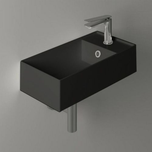 Раковина из сантехнического фаянса Simas Agile AG50 nero matt*1 50х30 подвесная цвет черный 1 отверстие под смеситель