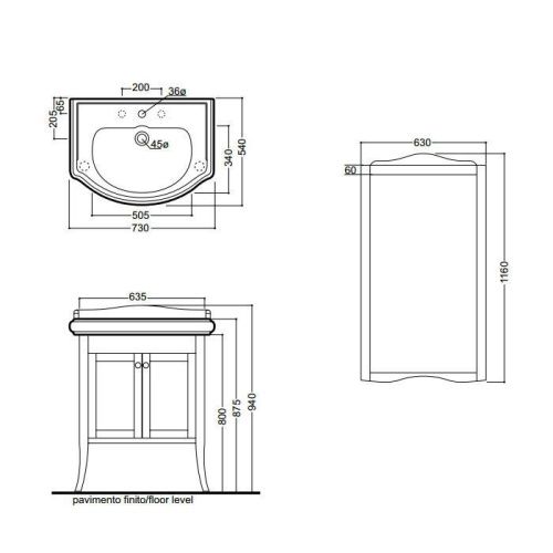 Тумба под раковину Kerasan Retro 734930 70х50 напольная цвет белый - фото 2