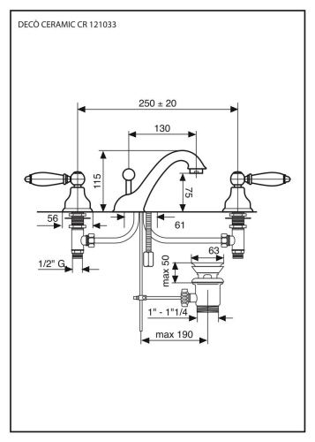 Смеситель Emmevi Deco Ceramic 121033/CR на раковину хром - фото 2