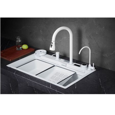 Кухонная мойка Savol S-SC002W 75х45 цвет белый поверхность матовая