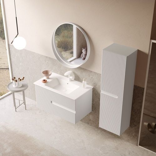 Тумба с раковиной Orka Moonlight 5001497 90х50 подвесная цвет белый - фото 4