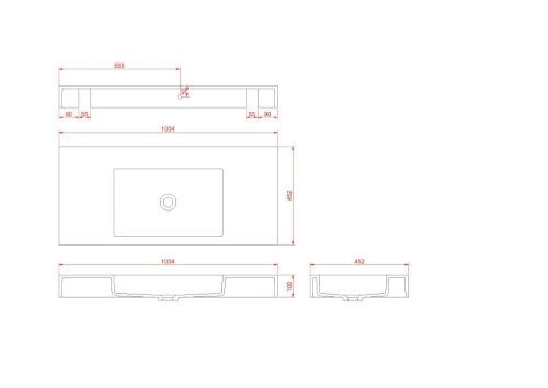 Раковина из искусственного камня Armadi Art Flat 888-100 100х50 подвесная цвет белый без отверстий под смеситель - фото 2