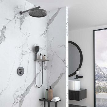 Душевая система Vincea Inspire VSFW-3I22MT2RGM встраиваемая в стену цвет вороненая сталь с термостатом