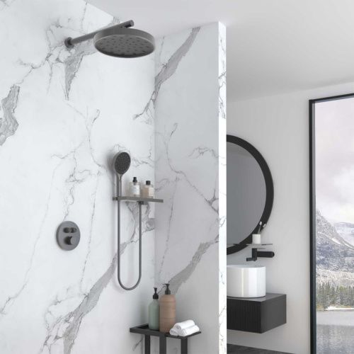 Душевая система Vincea Inspire VSFW-3I22MT2RGM встраиваемая в стену цвет вороненая сталь с термостатом