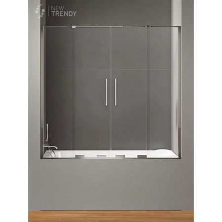 Душевая шторка на ванну New Trendy SMART EXK-4107 170х150 стекло прозрачное профиль хром ориентация универсальная
