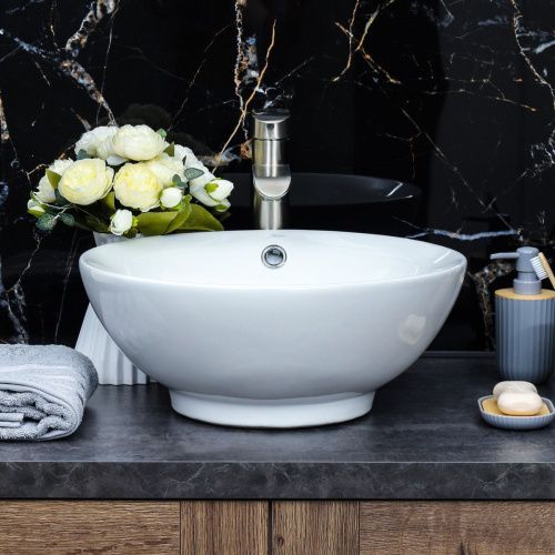 Раковина из сантехнического фарфора Melana 320302-805 40х40 накладная цвет белый без отверстий под смеситель - фото 4