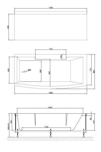 Ванна акриловая Royal Bath FATO RB326100DL 170х85 пристенная прямоугольная с каркасом - фото 4
