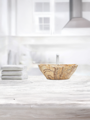 Раковина из сантехнического фаянса WeltWasser WW SK 10000004552 30 см накладная цвет бежевый/коричневый без отверстий под смеситель - фото 4