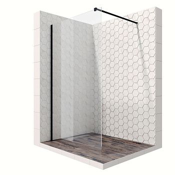 Душевая перегородка Ambassador Walk-in 15031111 110х200 стекло прозрачное профиль черный