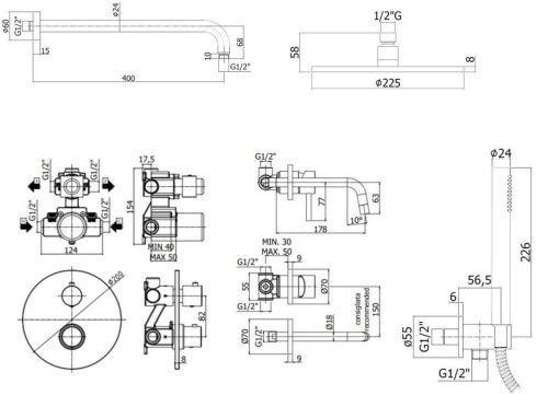 Душевая система Paffoni Light KITLIQ018NO006 встраиваемая в стену цвет черный с термостатом - фото 5