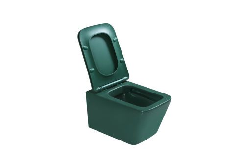 Унитаз подвесной SantiLine SL-5007G цвет зеленый с сиденьем микролифт безободковый смыв воронка-водоворот - фото 4