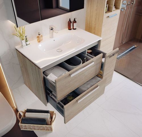 Тумба под раковину Roca Lago 7857296444 80х40 подвесная цвет коричневый - фото 2