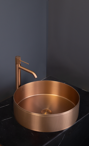 Раковина из нержавеющей стали AltroBagno Costoso AltroBagnoCostoso001007RaSp 40х40 накладная цвет медь - фото 4