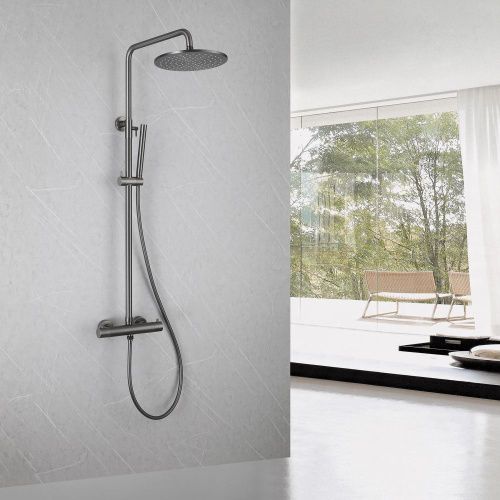 Душевая стойка Abber AF8160NG настенная цвет серый с термостатом - фото 2