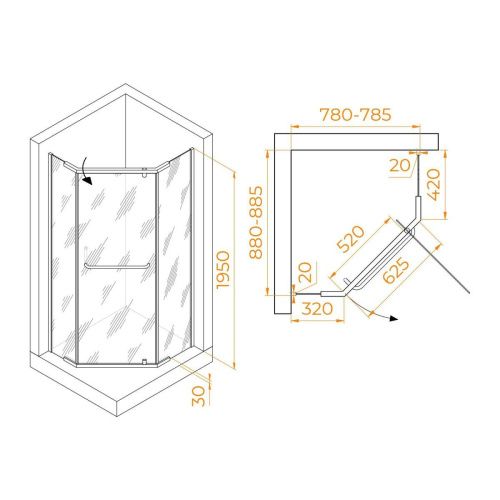 Душевой уголок RGW Passage 35089189-14 90х80 стекло прозрачное профиль черный без поддона - фото 2