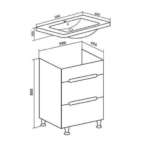 Тумба под раковину Runo Парма 00000001139 60х40 напольная цвет белый - фото 4