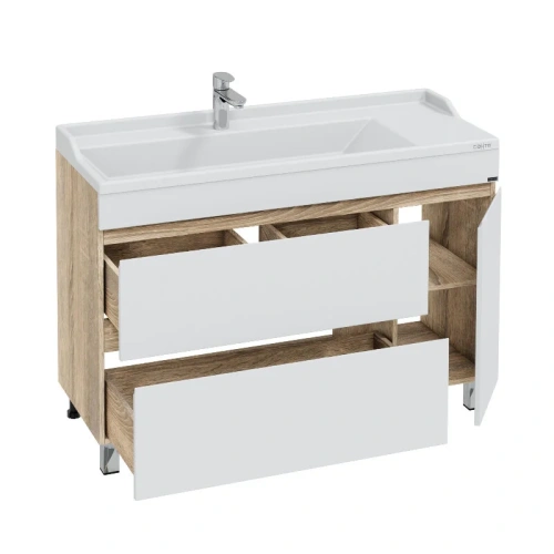 Тумба под раковину СанТа Марс 700423 120х50 напольная цвет белый/коричневый - фото 3