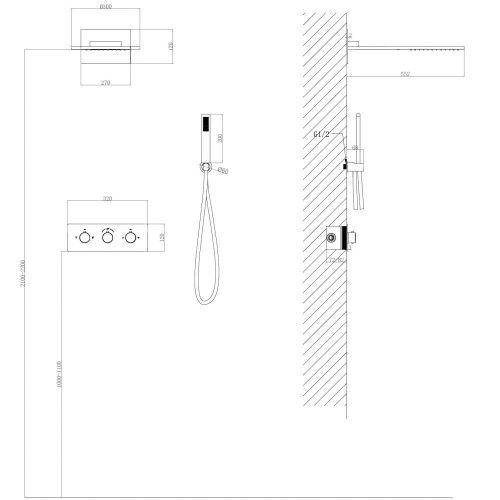 Душевая система Abber AF8151NG встраиваемая в стену цвет серый с термостатом - фото 3