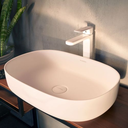 Раковина из искусственного камня MonteBianco Conca 540 12020 50х40 накладная цвет белый без отверстий под смеситель - фото 3