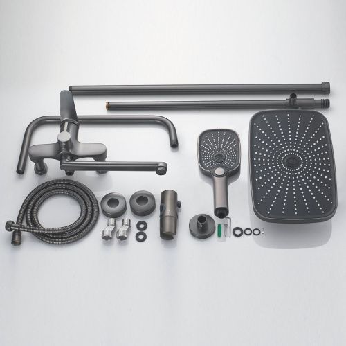 Душевая стойка Shevanik S6236T настенная цвет оружейная сталь - фото 5