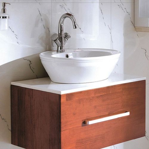 Раковина из сантехнического фаянса CeramaLux 3573 60х50 накладная цвет белый 1 отверстие под смеситель - фото 2