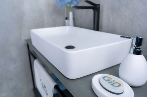 Раковина керамическая Gid Geométrico 51189 60х30 накладная цвет белый без отверстий под смеситель - фото 3