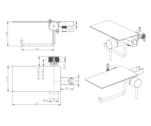 Гигиенический душ со смесителем Bronze de Luxe SCANDI 708/1B черный - фото 3
