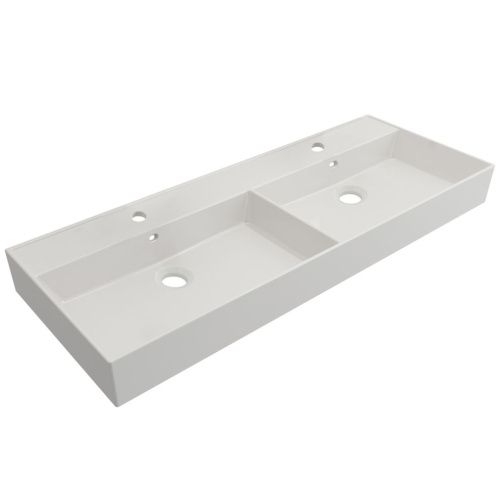 Раковина керамическая Cezares MOLVENO 46 CZR-MIL-120-2-LVB 120х50 подвесная цвет белый 2 отверстия под смеситель - фото 2