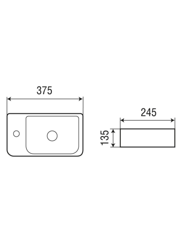 Раковина из сантехнического фаянса WeltWasser WW SK 10000004590 40х20 подвесная цвет белый 1 отверстие под смеситель - фото 2