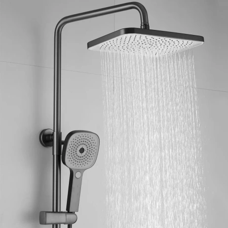 Душевая стойка Shevanik S8236T настенная цвет оружейная сталь