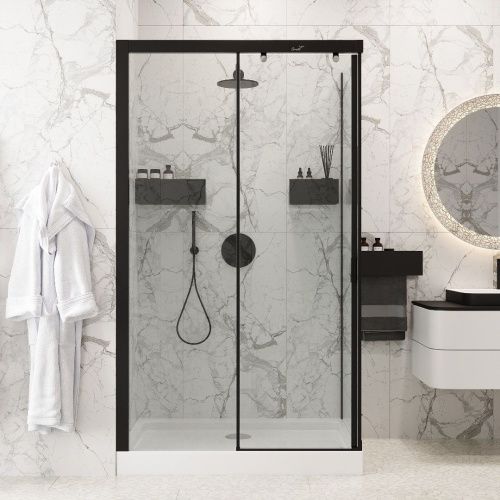 Душевой уголок Cerutti SPA MARBELLA 120B L 120х80 стекло прозрачное профиль черный без поддона - фото 4