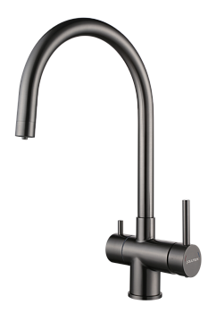 Смеситель для кухни Paulmark HELLER He213218-GM на мойку вороненая сталь