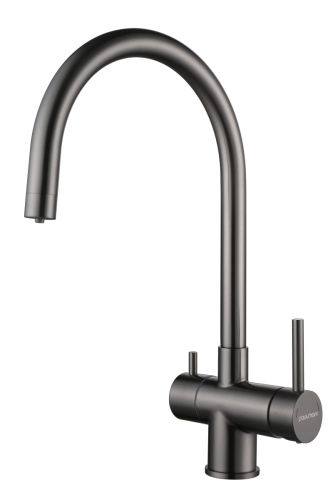 Смеситель для кухни Paulmark HELLER He213218-GM на мойку вороненая сталь