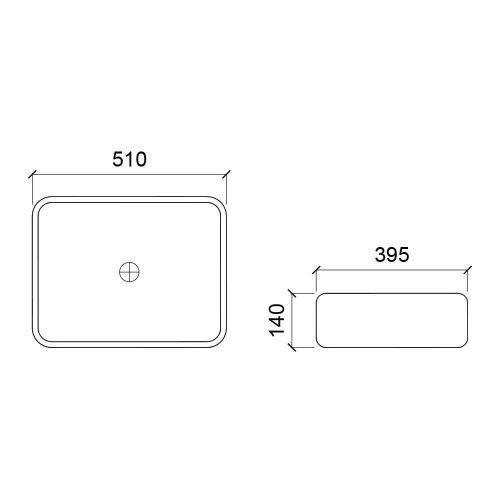 Раковина из сантехнического фарфора WesnaArt Kubus 3010-KUB13 50х40 накладная цвет белый - фото 2
