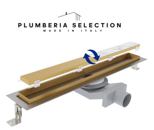 Душевой лоток Plumberia Selection PST IN-TILE PST60OB 60х5 золото - фото 2