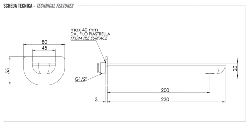 Излив Remer Infinity 91IL настенный хром - фото 2