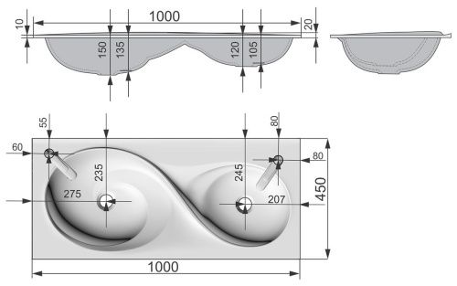 Раковина из искусственного камня Velvex OTTO rkOTT.100-81 100х50 встраиваемая цвет белый 2 отверстия под смеситель - фото 5