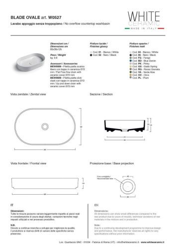 Раковина керамическая White Ceramic Blade W0527SET01/Blade 60х40 накладная цвет белый - фото 2
