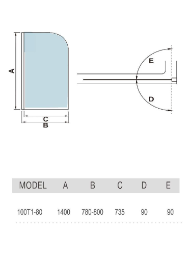 Душевая шторка на ванну WeltWasser WW100 10000001222 80х140 стекло прозрачное профиль хром ориентация универсальная - фото 2