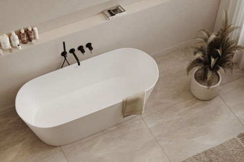 Ванна из искусственного камня Abber Stein AS9622 165х70 отдельностоящая овальная с ножками - фото 4