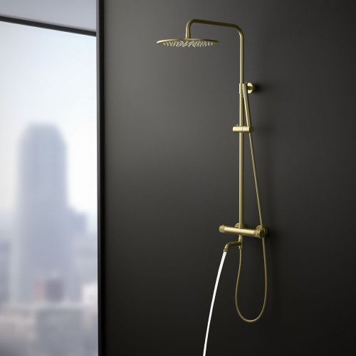 Душевая стойка Timo Saona SX-2380/17 настенная цвет золото с термостатом - фото 5
