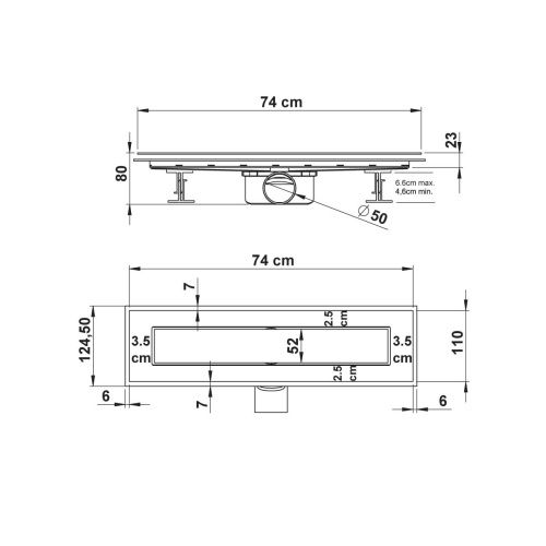 Душевой лоток Vincea ANZER SAY.72.2.70.STN 70х10 хром - фото 2
