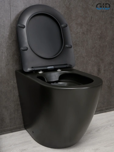 Унитаз приставной Gid Convexo 62214Y черный с сиденьем микролифт безободковый душевой смыв - фото 4
