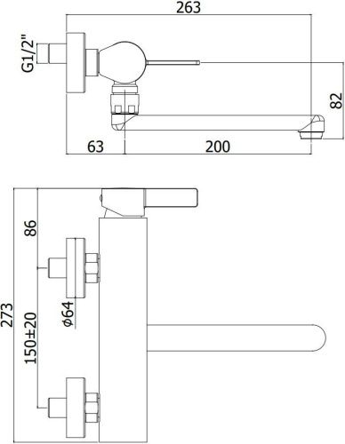 Смеситель для кухни Paffoni Rock RO161ST настенный нержавеющая сталь - фото 2