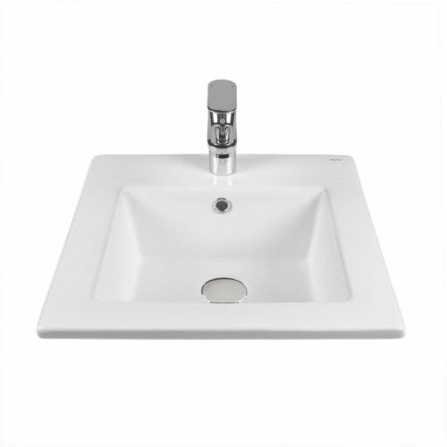 Раковина из сантехнического фарфора Bond Cube S06-410 40х40 встраиваемая цвет белый 1 отверстие под смеситель - фото 4