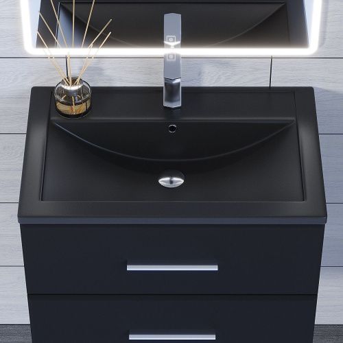 Раковина из искусственного камня Uperwood Foster Quartz 291030035 70х50 полувстраиваемая цвет черный - фото 4