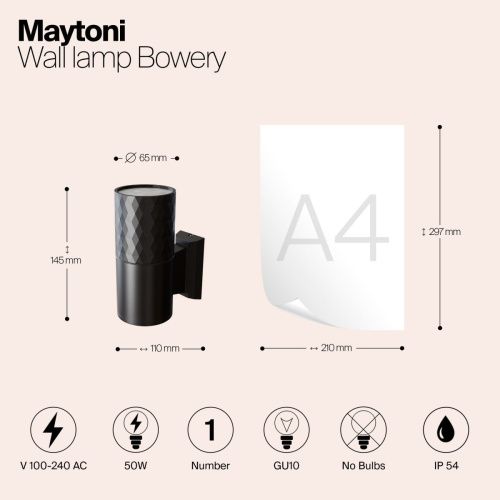 Бра Maytoni Outdoor Bowery O583WL-01B - фото 3